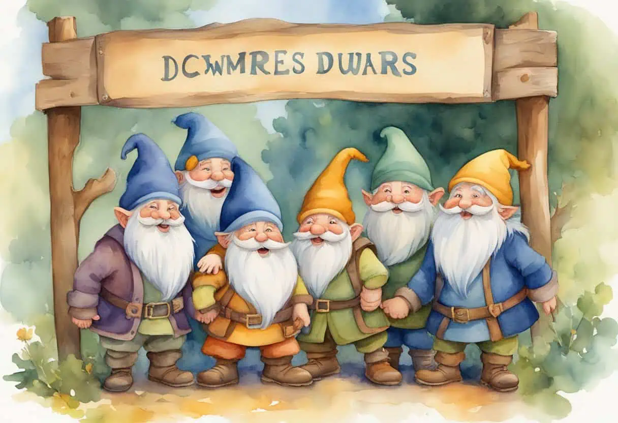 Mountain dwarves in formation - A determined group of dwarves standing in formation against a scenic mountain backdrop at sunrise.
