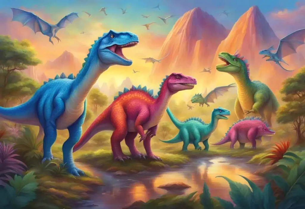 Collection of fun and catchy dinosaur names featuring playful combinations like Dino-Mite and Chompzilla

