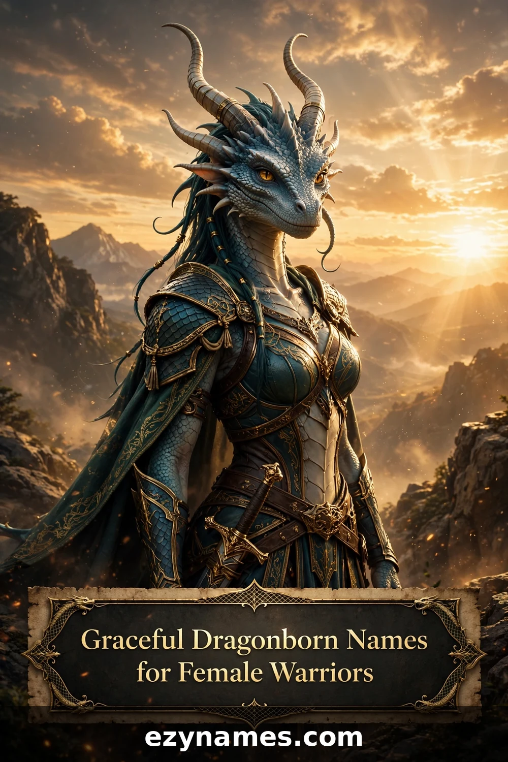 Illustration for Graceful Dragonborn Names for Female Warriors - dragonborn names inspiration