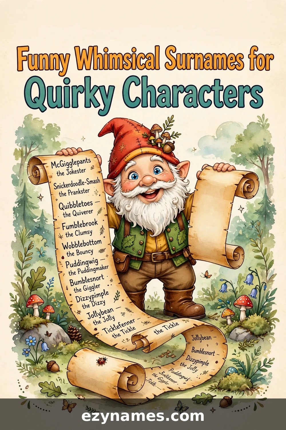 Illustration for Funny Whimsical Surnames for Quirky Characters