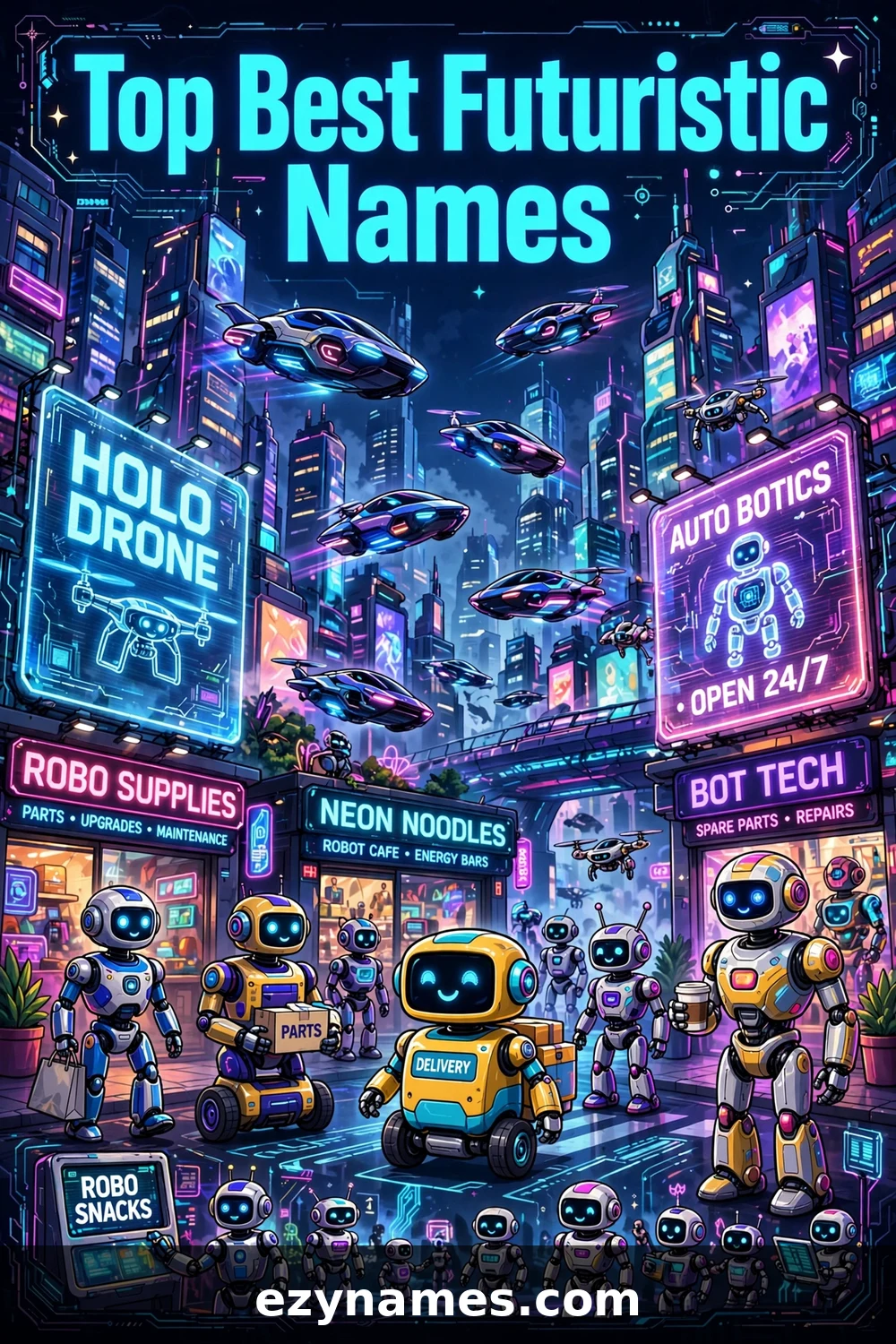 Illustration for Top Best Futuristic Names - futuristic names inspiration