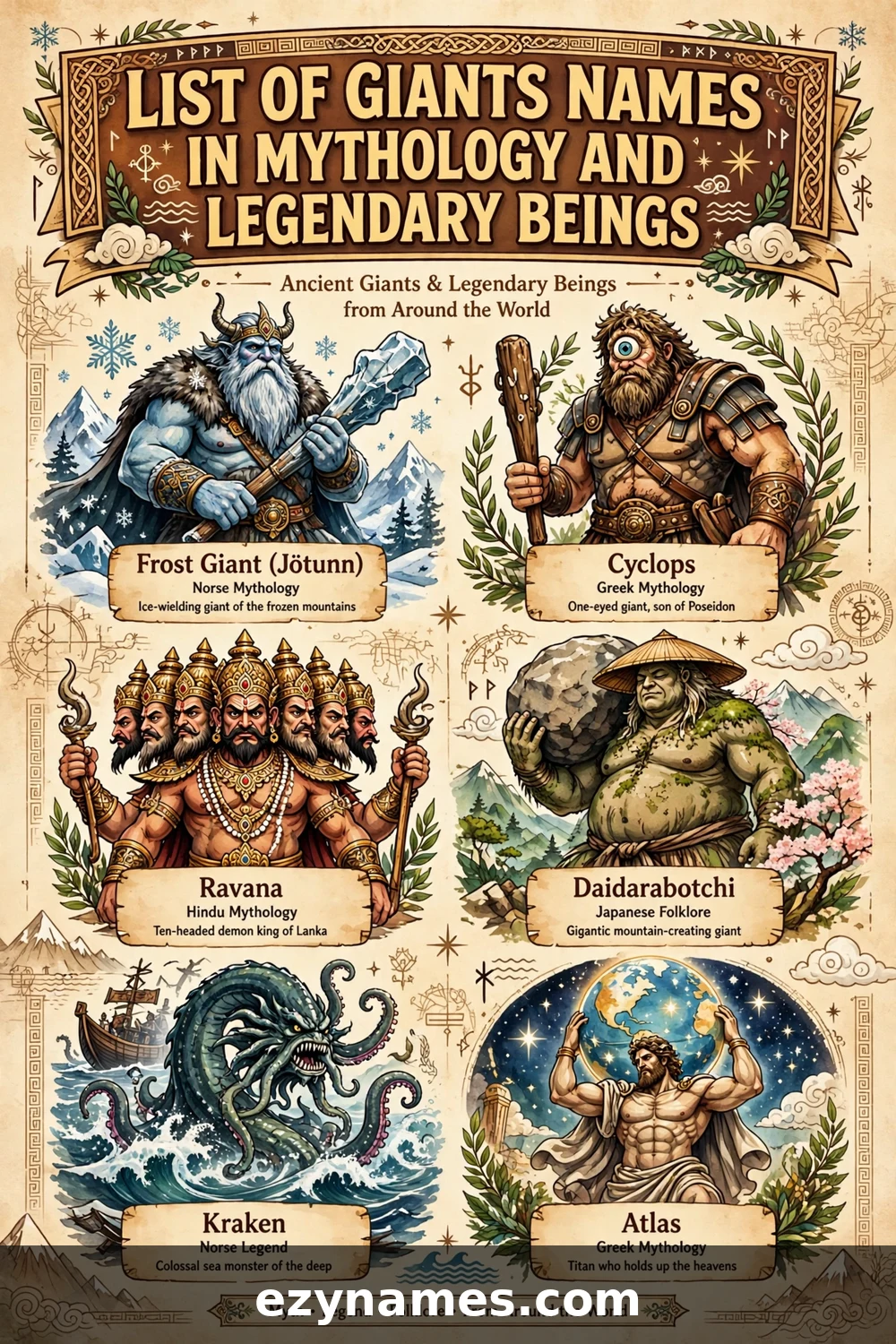 Illustration for List of Giants Names in Mythology and Legendary Beings - giant names