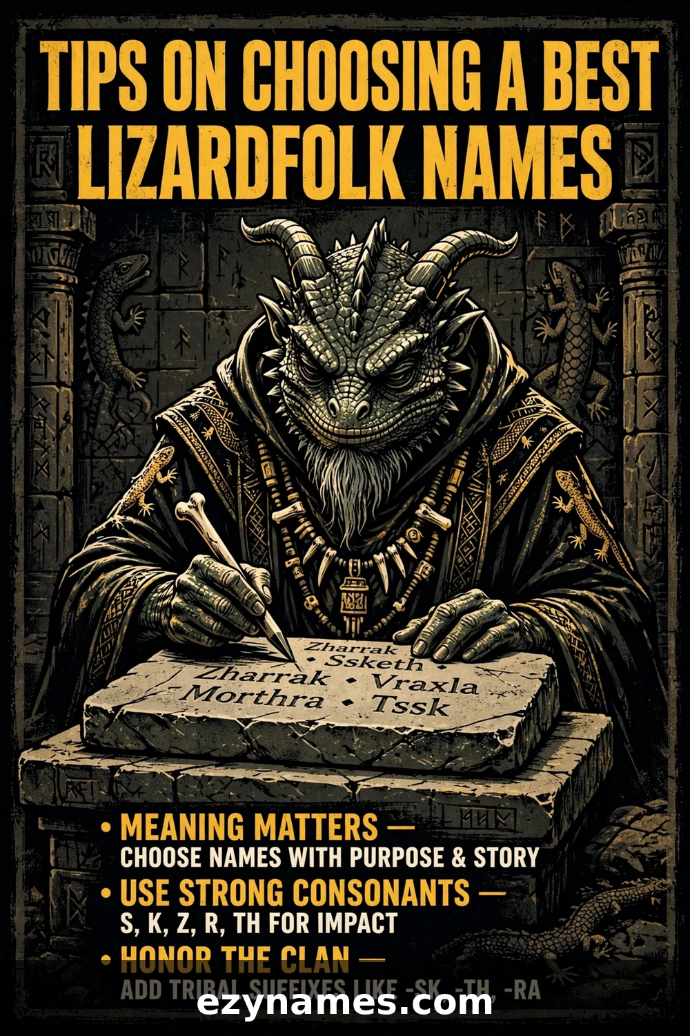 Illustration for Tips On Choosing A Best Lizardfolk Names - lizardfolk names