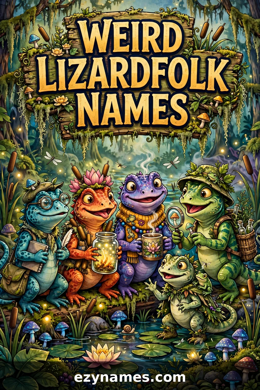 Illustration for Weird Lizardfolk Names - lizardfolk names