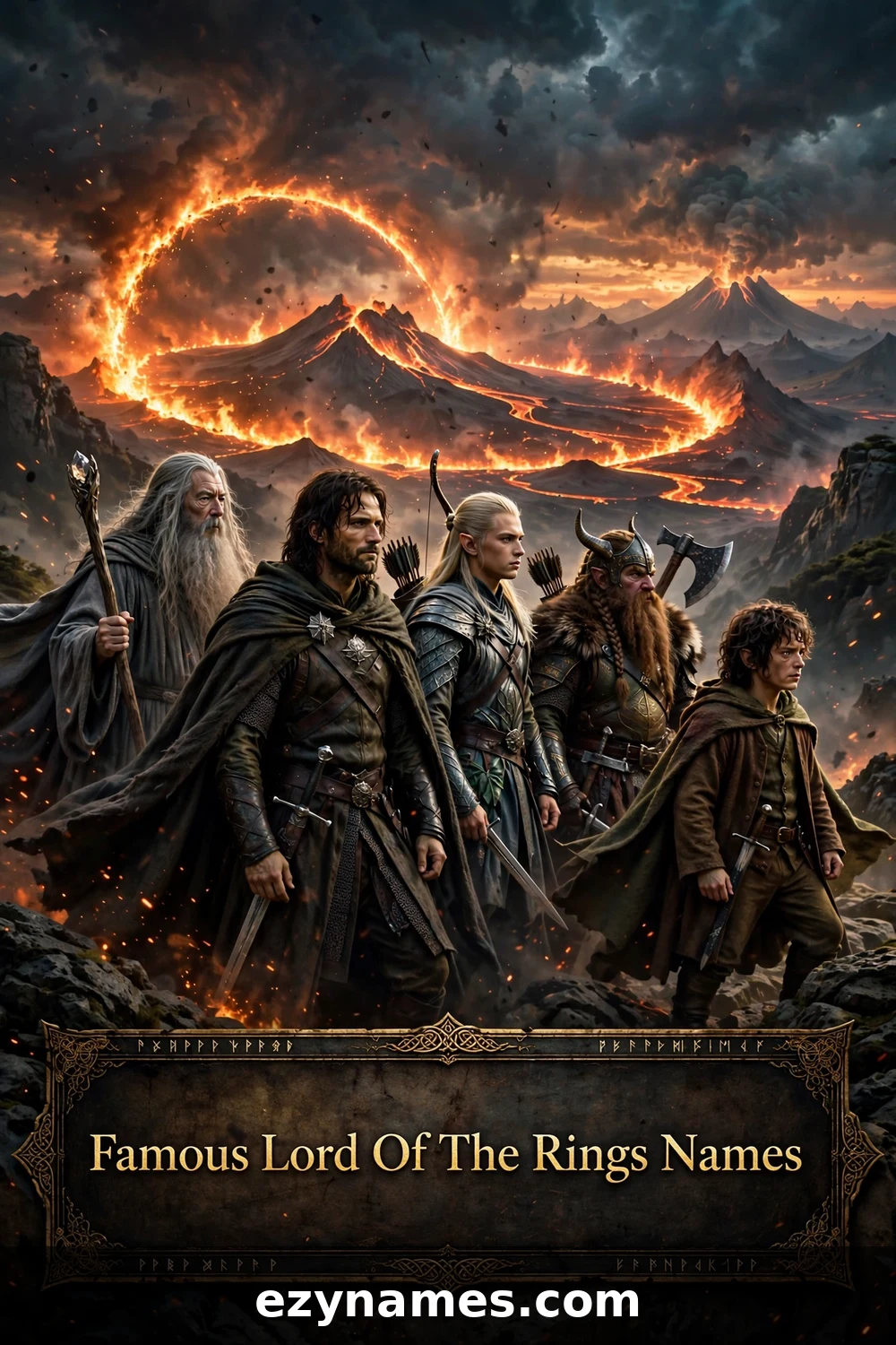 Illustration for Famous Lord Of The Rings Names - fellowship heroes
