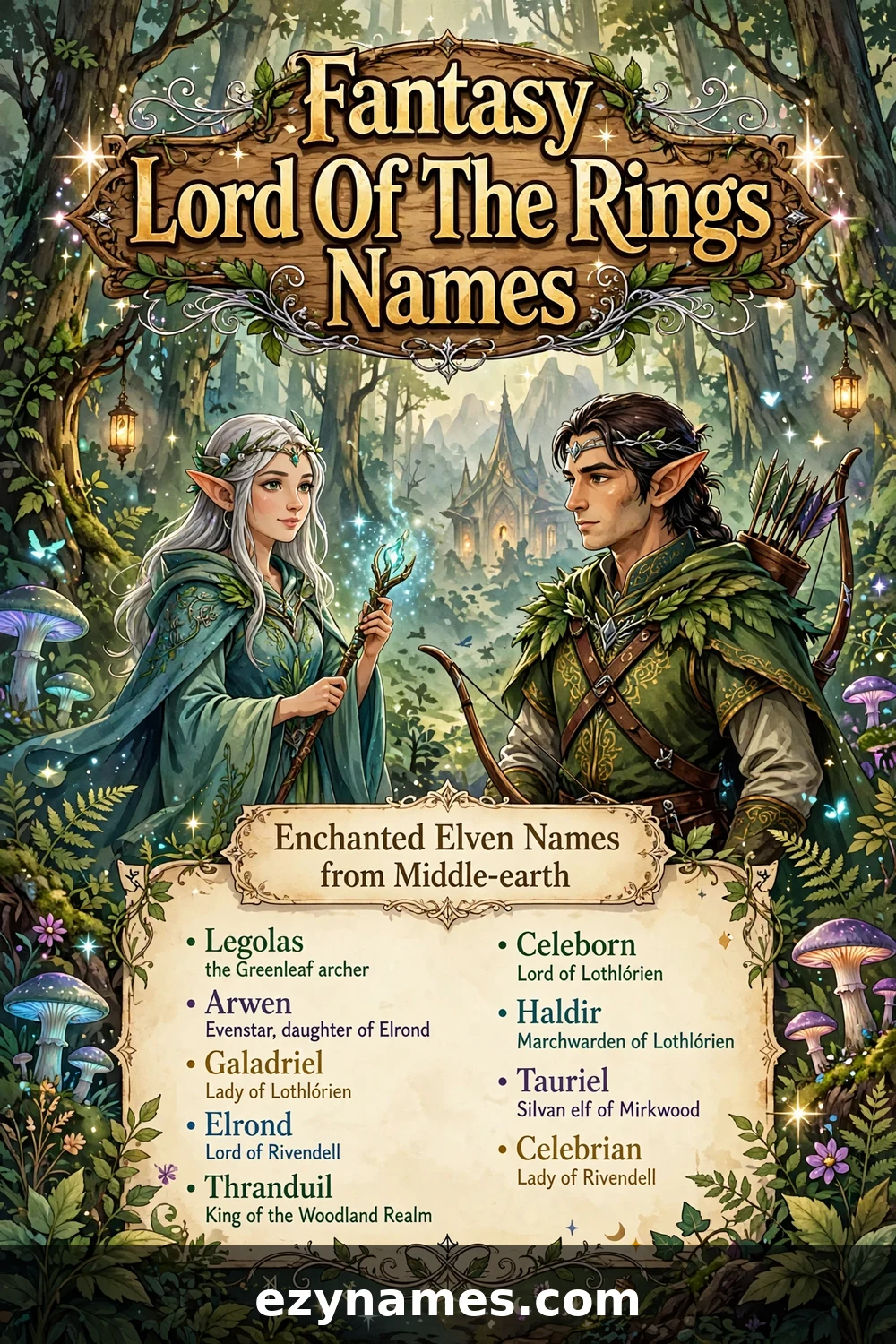 Illustration for Fantasy Lord Of The Rings Names - elven forest