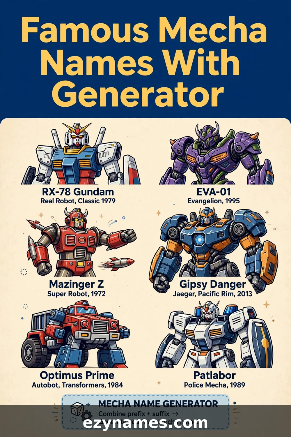 Illustration for Famous Mecha Names With Generator - mecha names