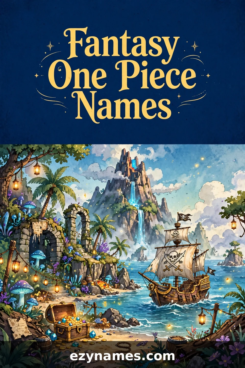 Illustration for Fantasy One Piece Names - fantasy pirate island