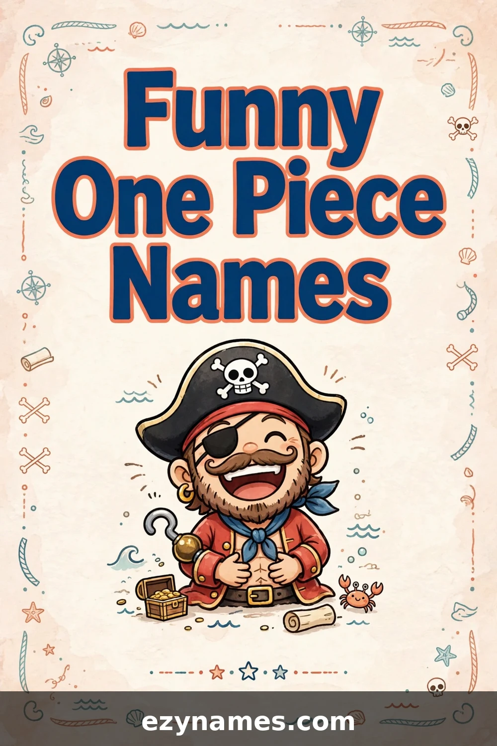 Illustration for Funny One Piece Names - laughing pirate cartoon