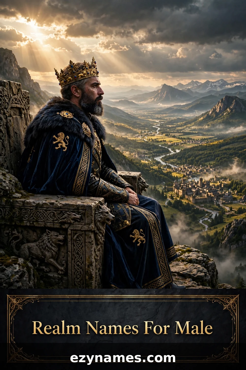 Illustration for Realm Name Ideas For Male - king on throne