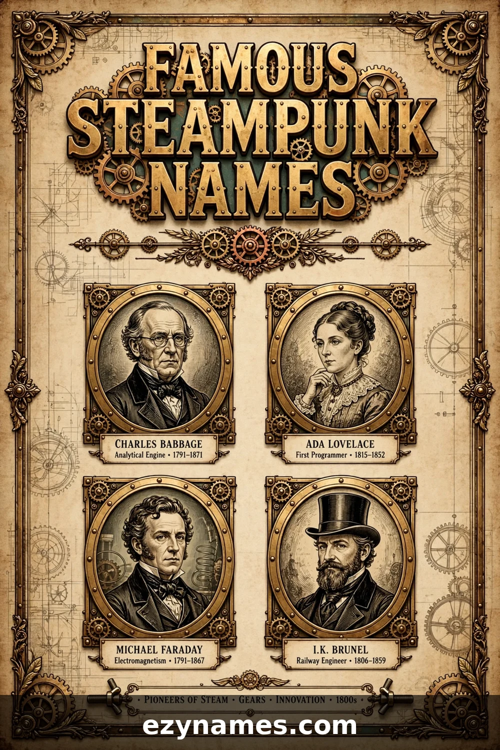 Illustration for Famous Steampunk Names - steampunk names inspiration