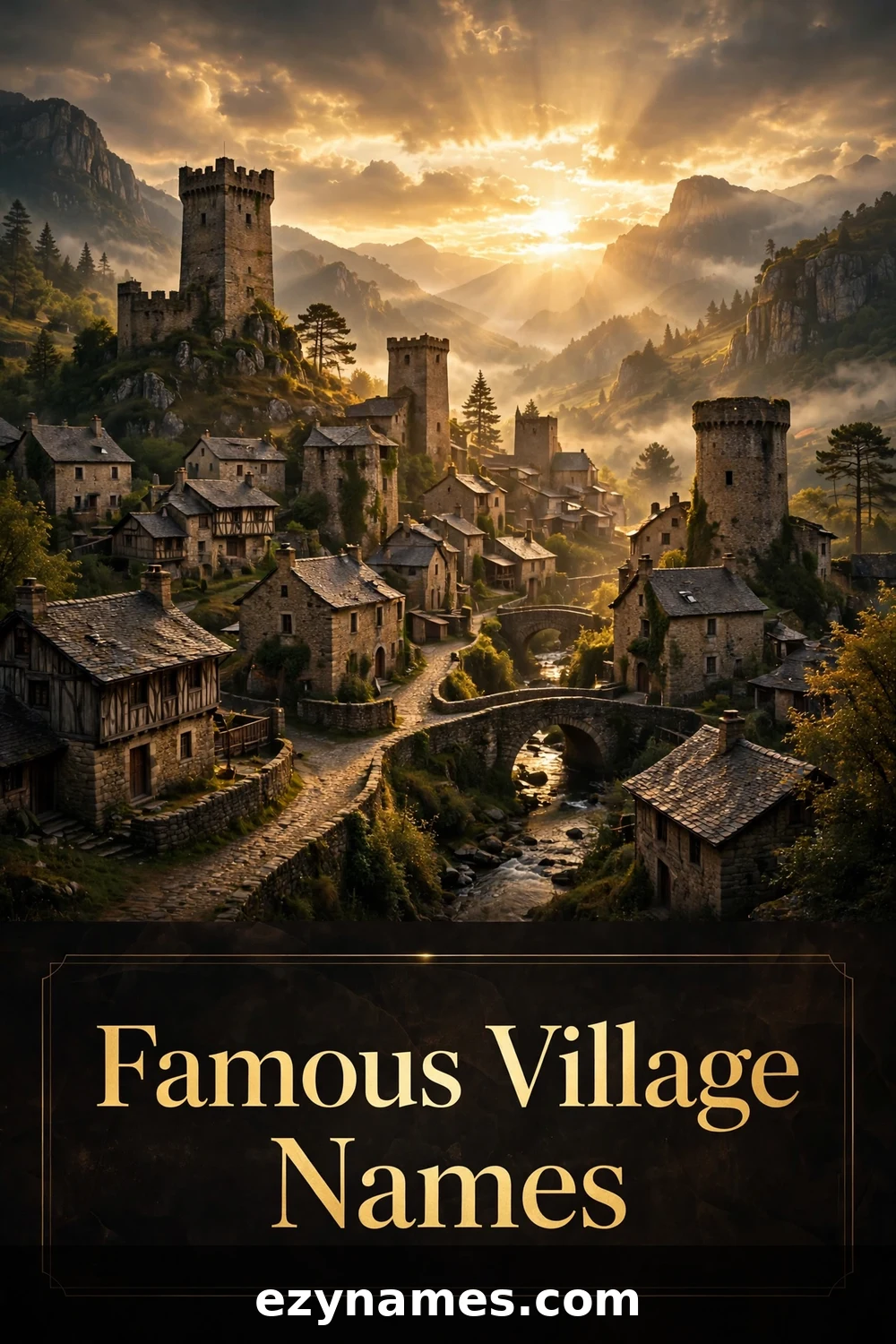 Illustration for Famous Village Name Ideas - historic stone village