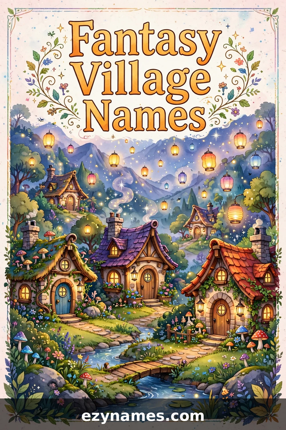 Illustration for Fantasy Village Name Ideas - fantasy lantern village