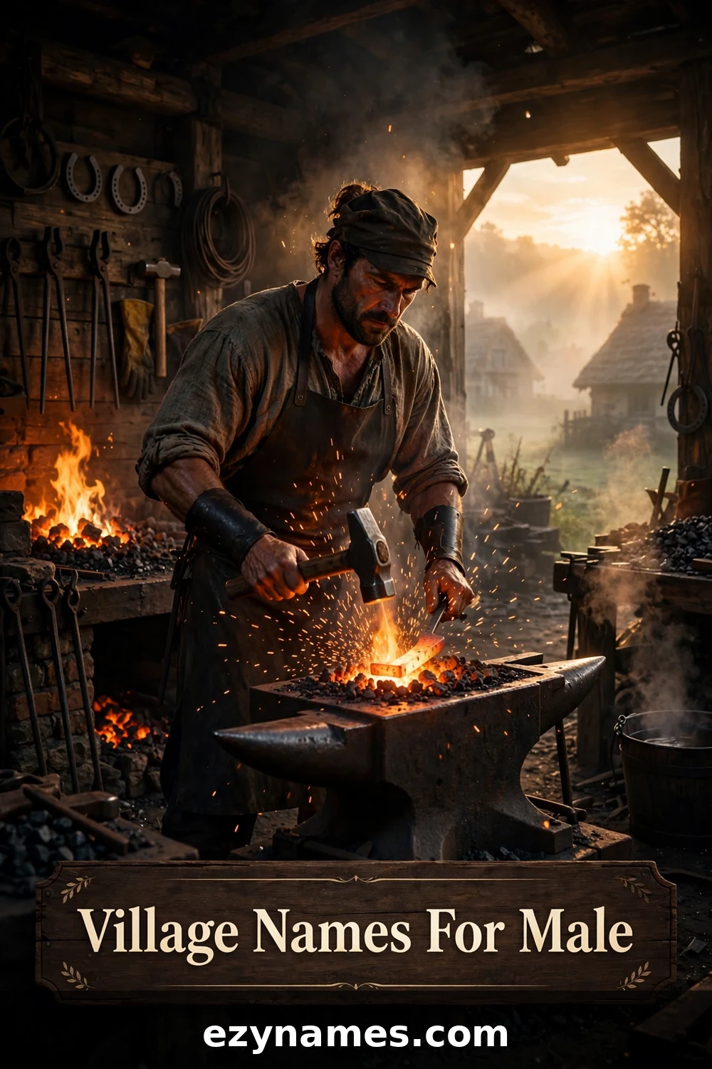 Illustration for Male Village Name Ideas - village blacksmith