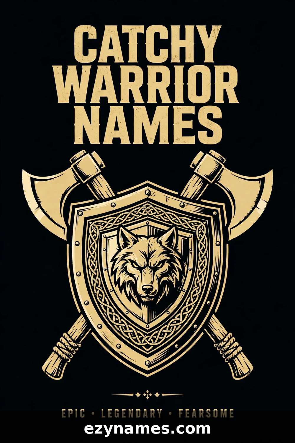 Illustration for Catchy Warrior Names - wolf shield axes